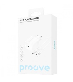 Proove Rapid 30W Charger Adapter (1 Type-C) + Type-C to Type-C Cable (White)